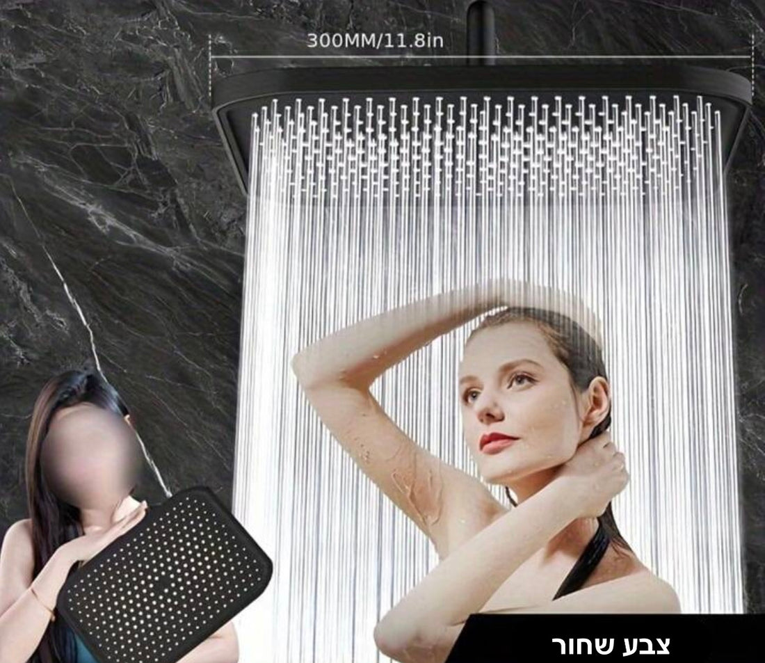 ראש גשם רחב עליון מרובע למקלחת