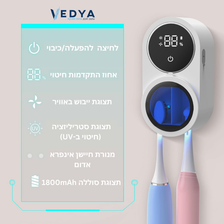 מתלה ומגן חכם למברשת שיניים